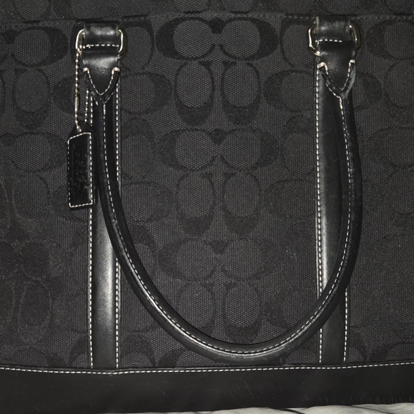 Authentic Coach 6088 Black Canvas &Leather Tote Laptop bag, business tote - Picture 7 of 8